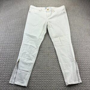 MOSSIMO Denim Legging Pants Women Size 14 White Jeans Zip Bottoms Stretchy